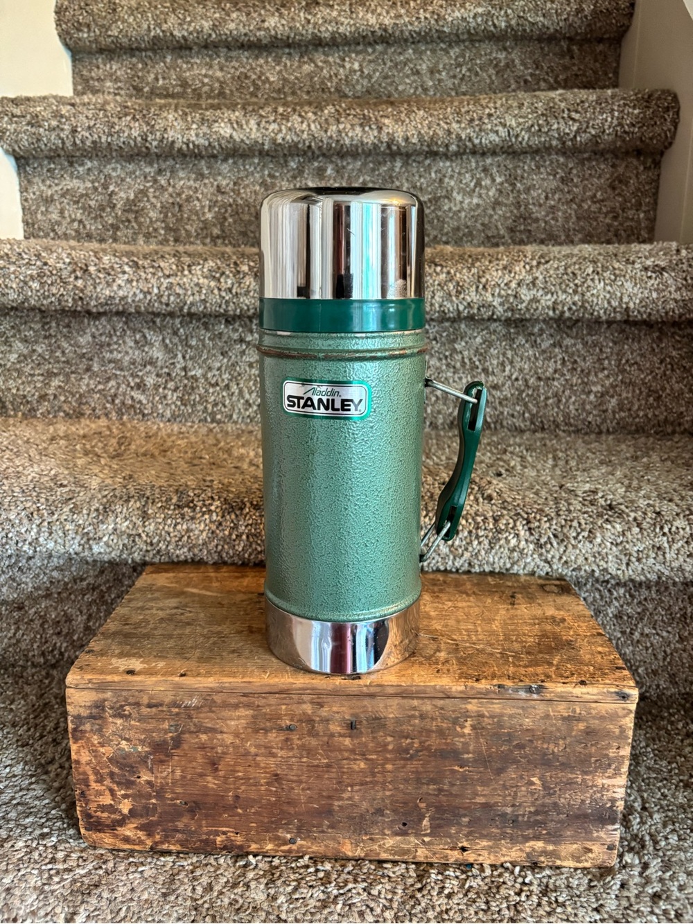 Stanley Green Textured Classic Vacuum Bottle with Stainless Accents